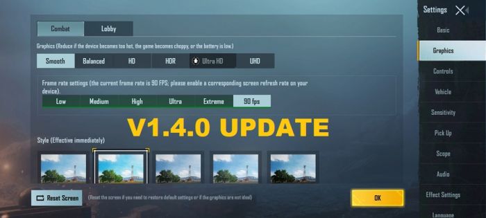 Config Unlock All Graphics PUBG Mobile v1.4.0 (90 FPS, UHD, Extreme, HDR)